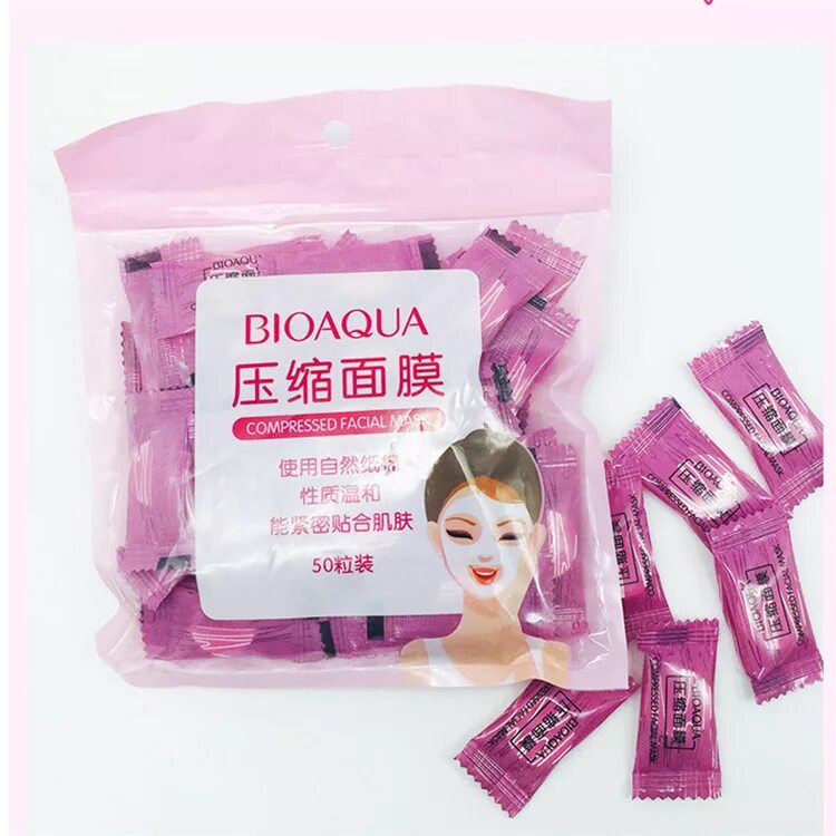 Пачка масок. Маска БИОАКВА compressed facial Mask. Прессованная маска-таблетка BIOAQUA compressed facial Mask. Сжатая маска для лица BIOAQUA (compressed facial Mask) 50 шт. Маска-таблетка прессованная 100 шт BIOAQUA.