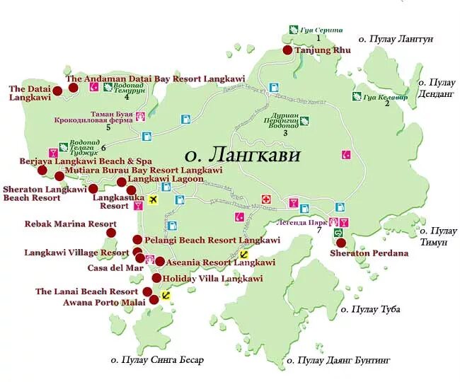 Малайзия как добраться. Лангкави Малайзия на карте. Лангкави Малайзия достопримечательности. Лангкави карта острова с достопримечательностями.