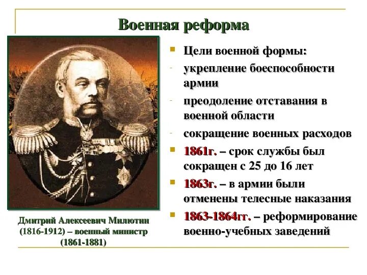 Цель военной реформы. Военные реформы XIX века. Военная реформа 19 века в России. Военная реформа 60-70 годов 19 века.