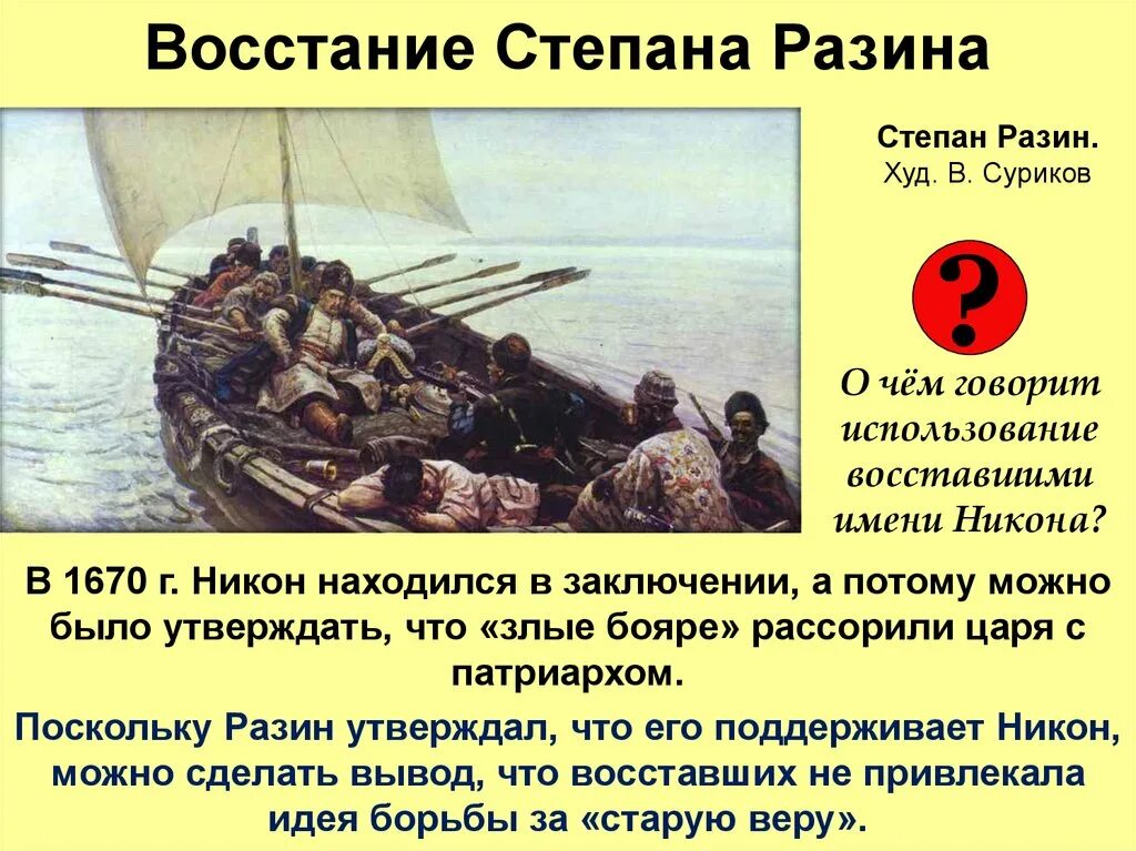 Стенька разин урок 7 класс. Восстание степана разина суриков.
