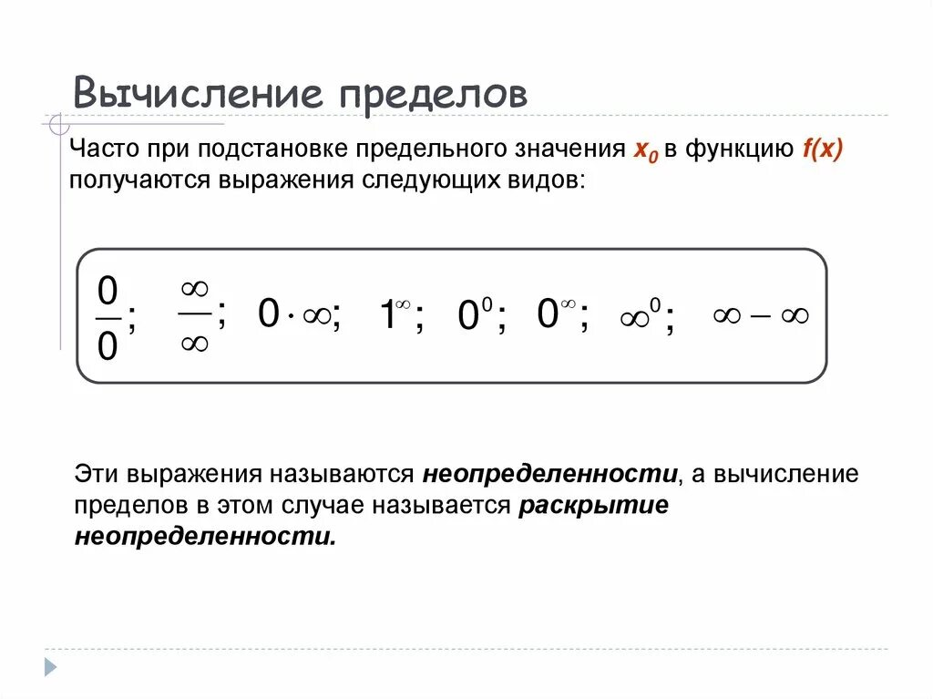 Методы вычисления пределов. Методы вычисления пределов