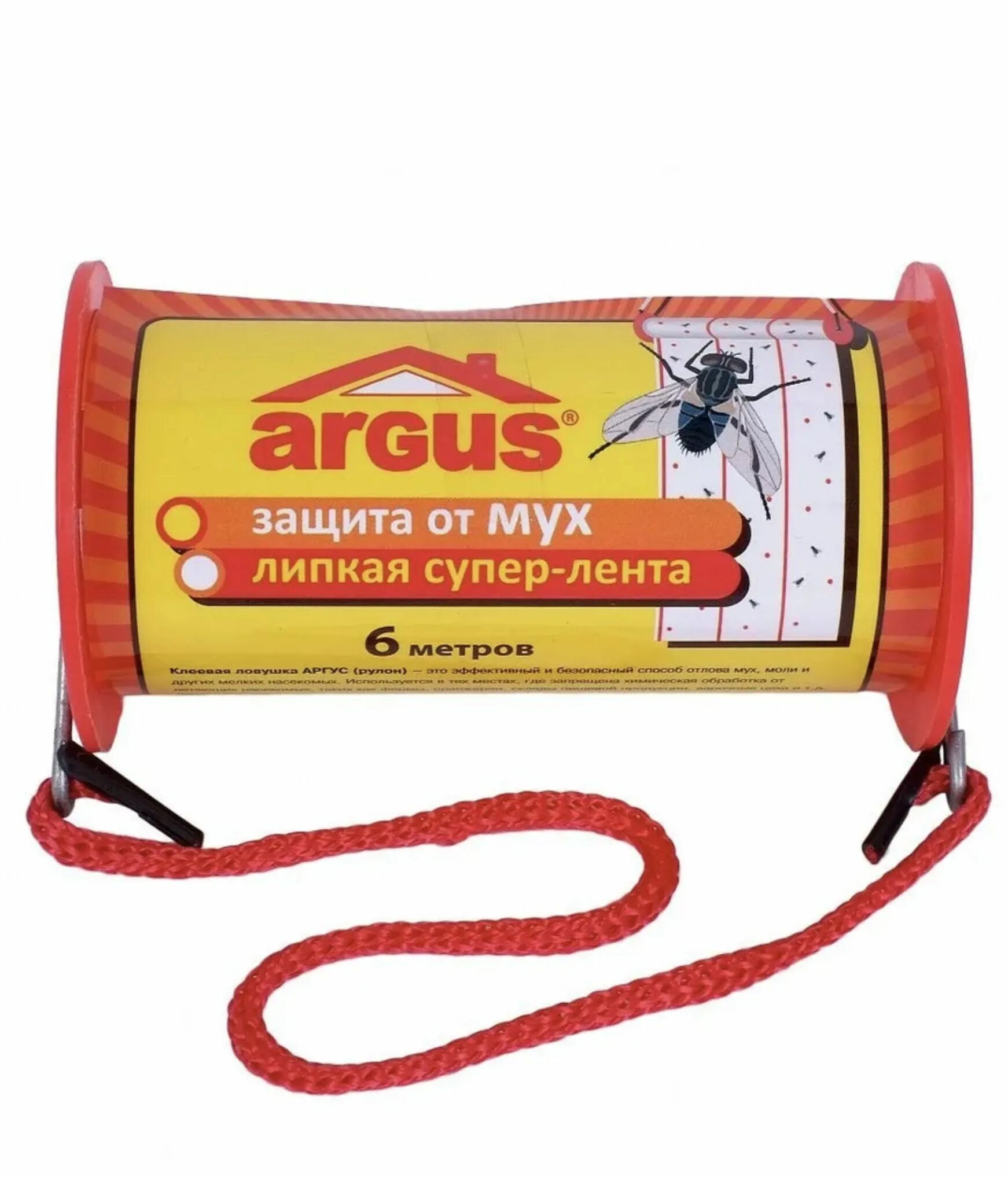 ЛОВУШКА клеевая для мух "Argus", 600 х 10 см. Липкая лента от мух Argus 1шт.. Клеевая ЛОВУШКА ролик 6м*10 см. Липучка для мух.