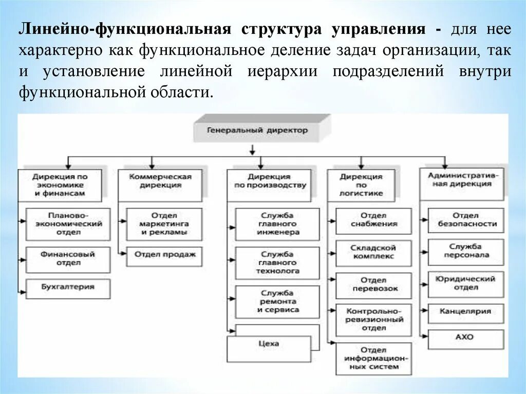 Картинки ЛИНЕЙНО ФУНКЦИОНАЛЬНАЯ СТРУКТУРА УПРАВЛЕНИЯ ПРИМЕР