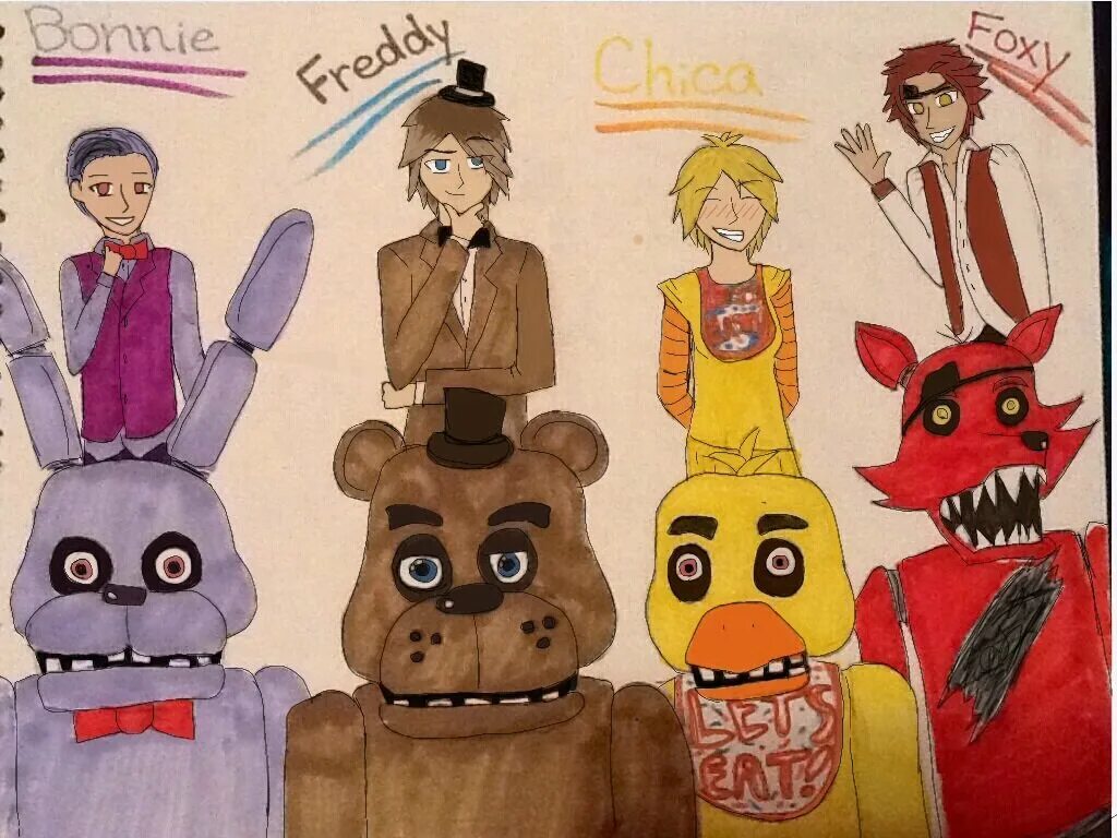 FNAF 9 персонажи. ФНАФ персонажи названия. АНИМАТРОНИКИ из ФНАФ имена. Рисунки персонажей из ФНАФ.