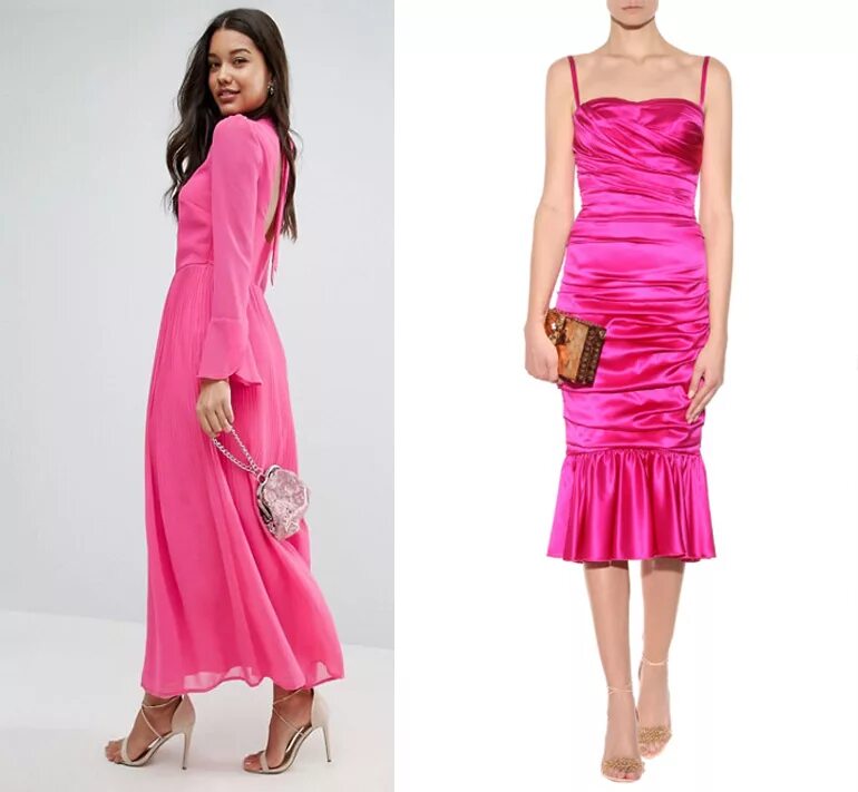 Наденешь розовое платье. Платье розовое. Платье цвета фуксии. Аксессуары к розовому платью. Туфли к розовому платью.