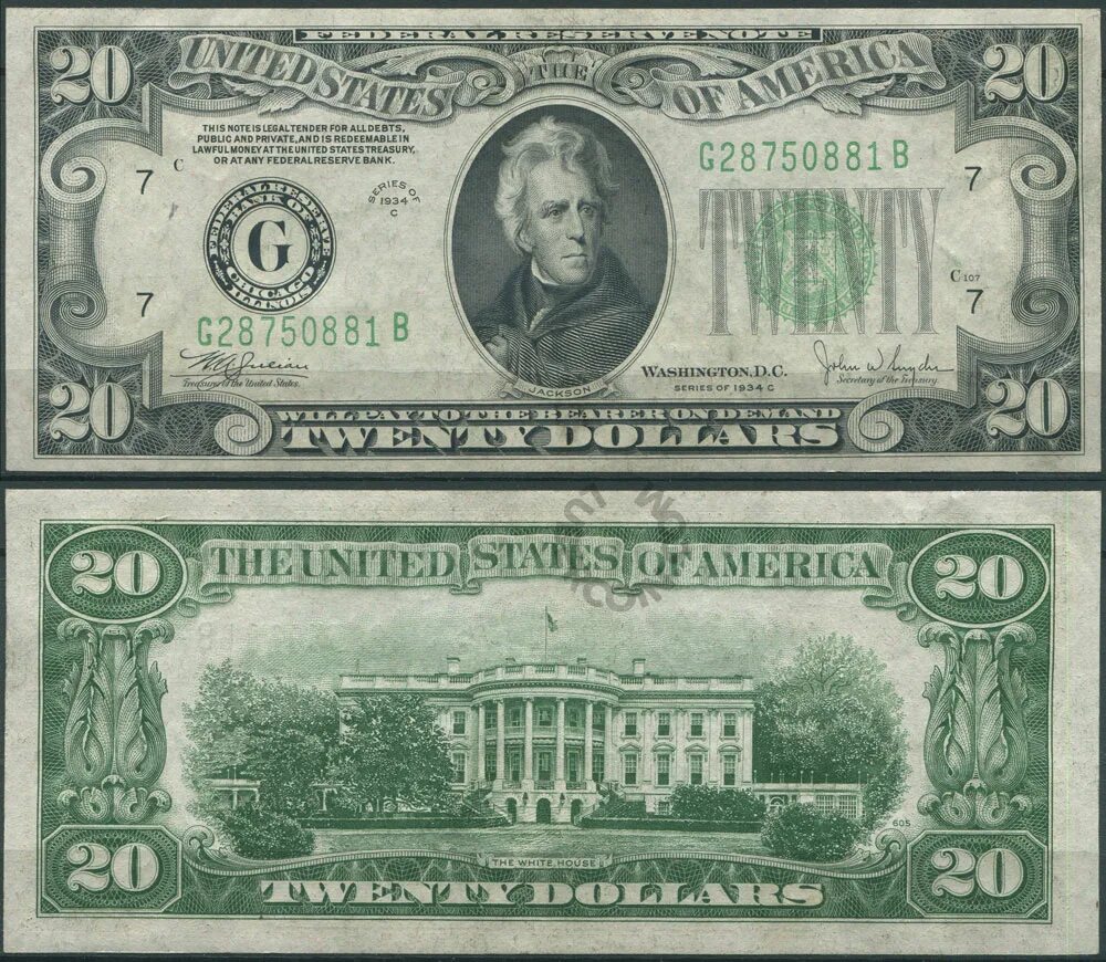 20 Долларовая купюра. Купюра 20 долларов США. Банкнота Federal Reserve Note. Банкноты США 20 века. Купить 24 доллара