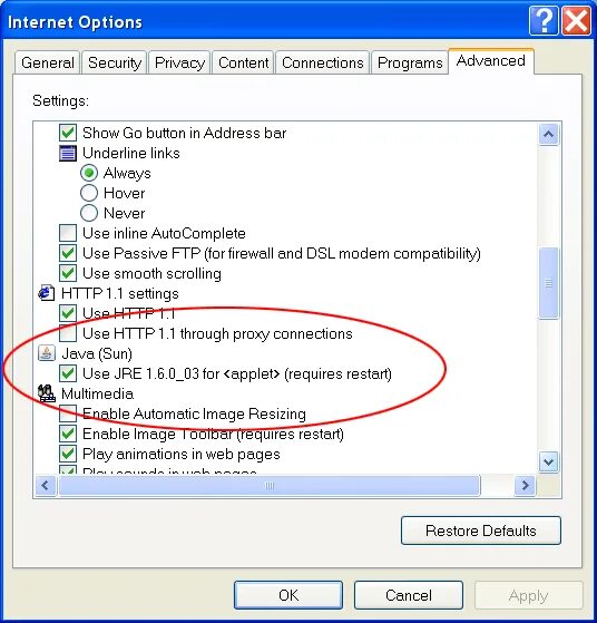 Java internet. Internet explorer java sun.