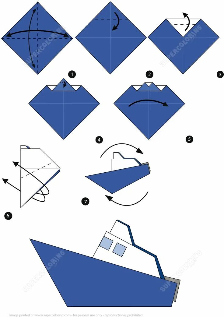 Схема как сделать кораблик из бумаги Pin by Анна Харитонова on Learning Origami boat instructions, Origami boat, Make