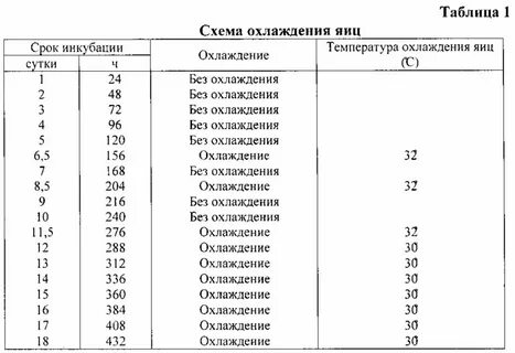 Температура инкубации куриных яиц таблица