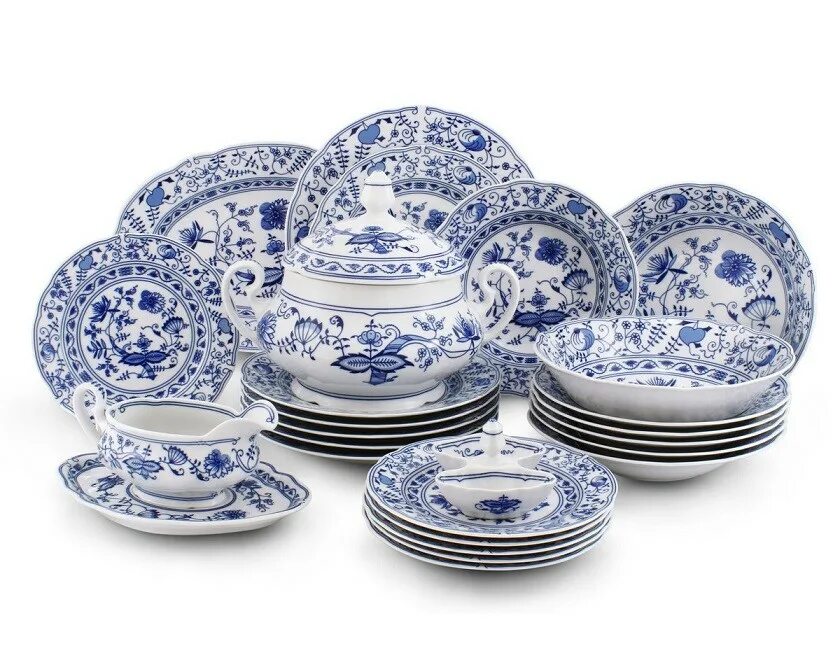 Столовый сервиз Гжель на 12 персон. Dinner set