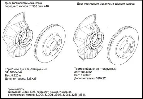 Размер переднего тормозного