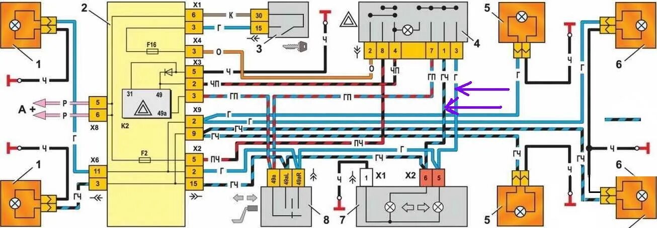 Схема указателей поворотов ВАЗ 2114. Электросхема аварийной сигнализации ВАЗ 2115. Схема включения указателей поворота и аварийной сигнализации ВАЗ 2115. Схема поворотников ВАЗ 2115. Горит правый поворот