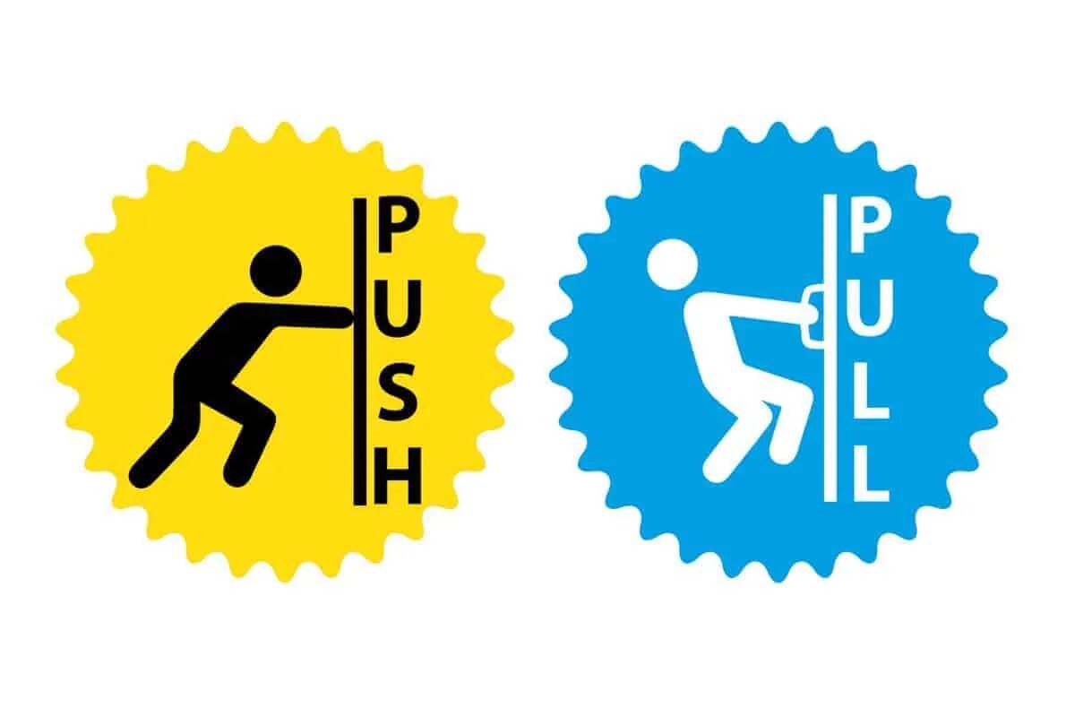 Vector push. Push and pull. табличка pull. пуш логотип. надпись push.