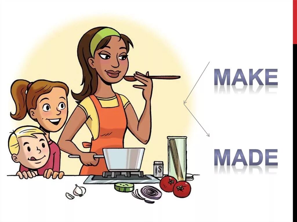 Has mum cook. Рисунки для детей to Cook. Make для детей. Кулинария рисунок. Cook картинка для детей.