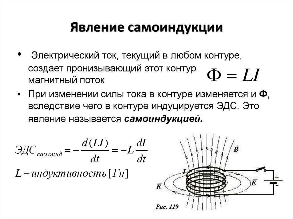Эдс индукции определяется формулой. Индуктивность магнитного контура. явление самоиндукции индуктивность формула. индуктивность 9 класс физика. формула потока катушки индуктивности.