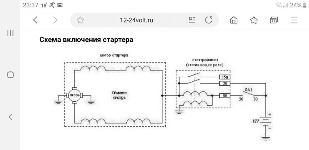 Схема работы стартера. Автомобильный стартер схема электрическая принципиальная. электрическая схема втягивающего реле стартера.