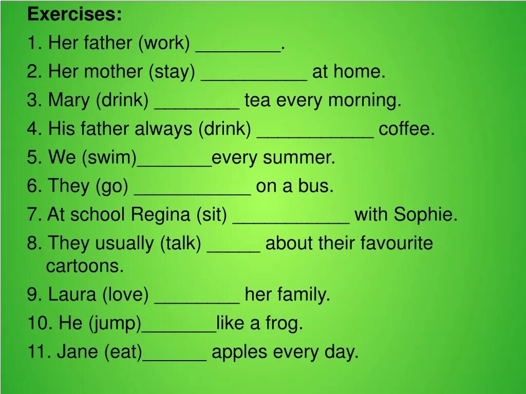 They make him work. Present simple Tense упражнения. Present simple exercises. Present simple Tense задания. Present Tenses упражнения.