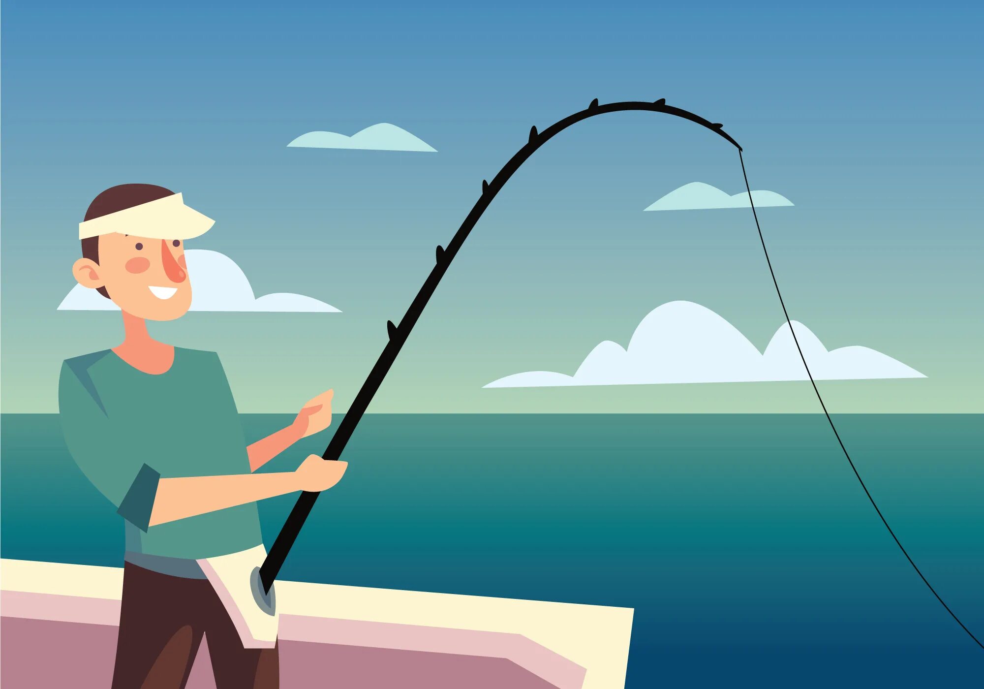 Is he a fisherman. Человек с удочкой. Рыба на удочке. Рыбка на удочке. Рыбалка иллюстрация.