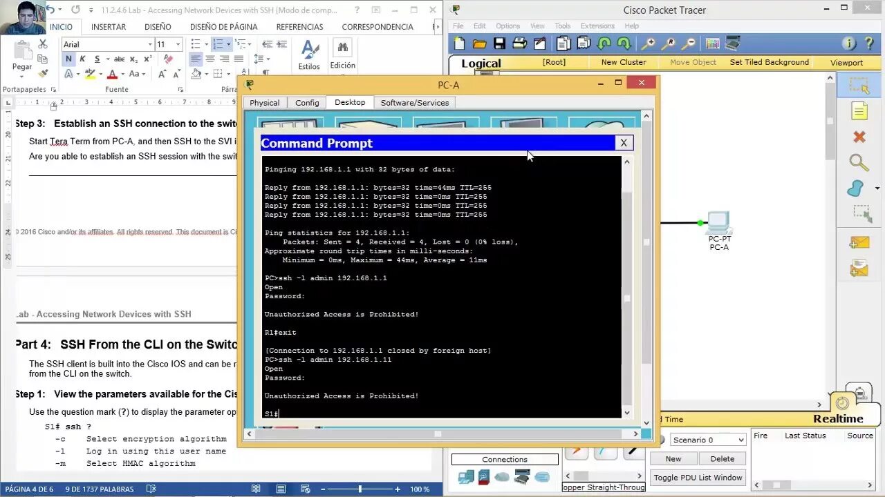 SSH with display. IP address for Switch for SSH access. Cisco closed by Foreign host. Ssh access