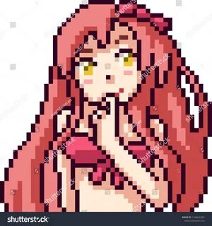 Стоковое векторное изображение: vector pixel art anime girl isolated cartoo...