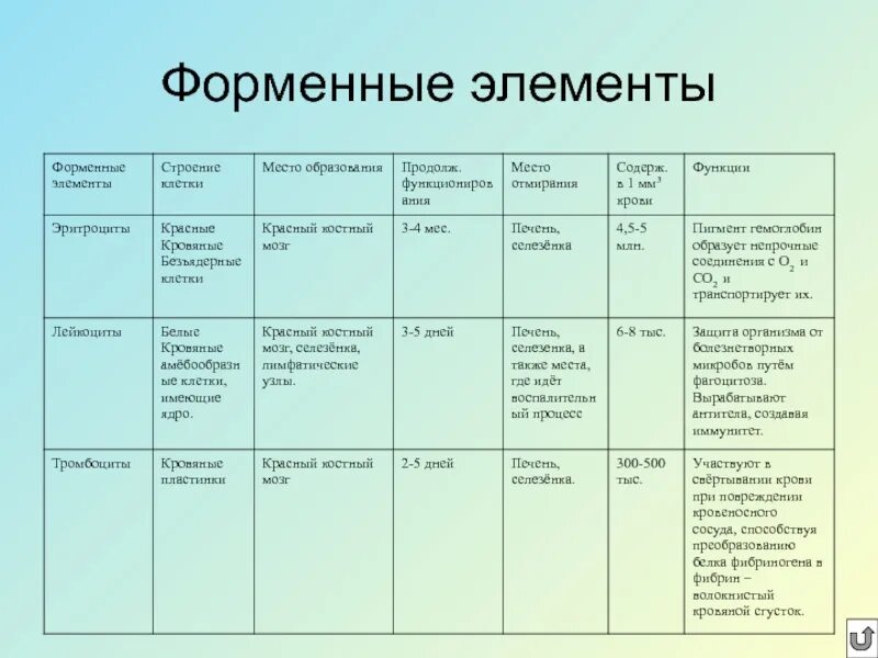 Форменные элементы формы. Функции форменных элементов крови таблица. Характеристика форменных элементов крови человека. Форменные элементы клетки крови таблица. Форменные элементы лейкоцитов таблица.