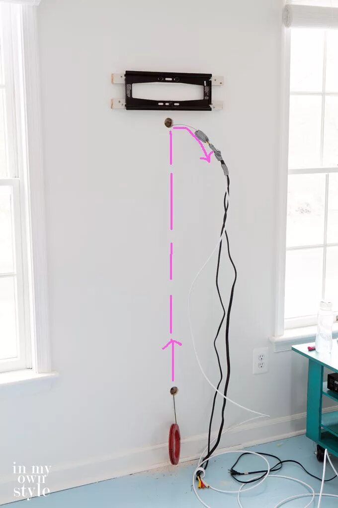#2. Clever idea to hide wire clutter in a shower curtain rod. Easy home decor, H