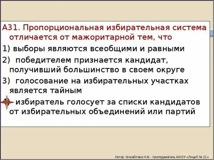 Плюсы избирательных систем