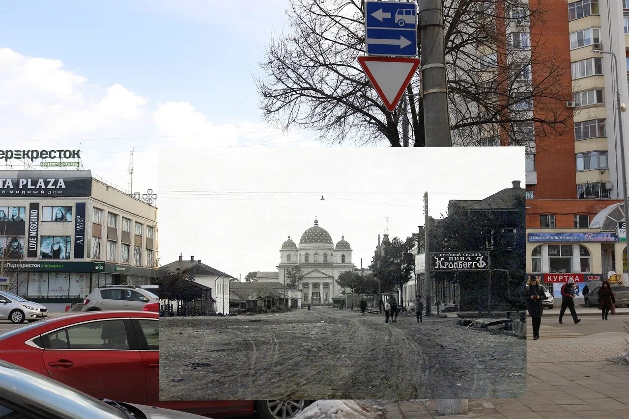 Вид на снесенную триумфальную арку на ул. Зегеля (ул. Лебедянская) Триумфальная 