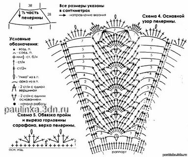 Пелерины крючком со схемами