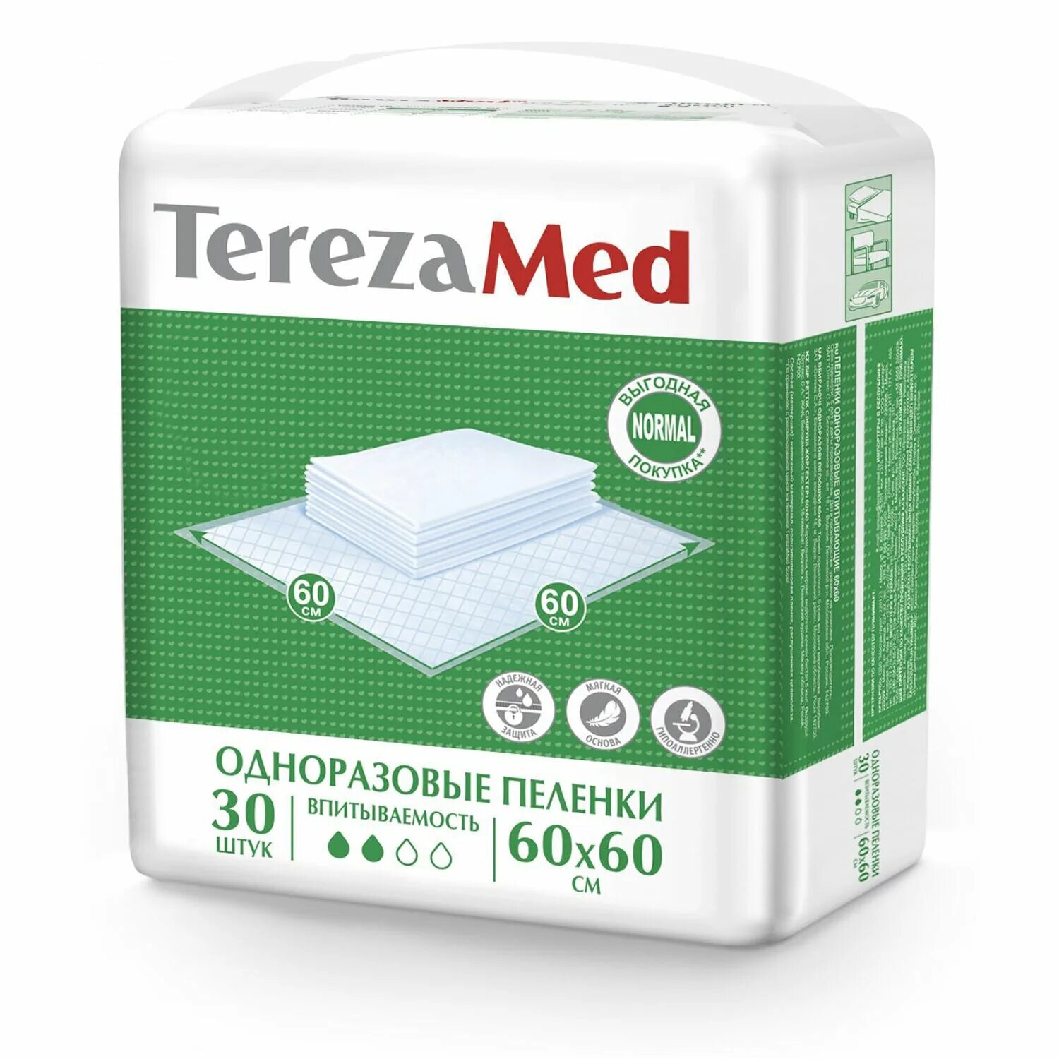 Терезамед (TEREZAMED) пеленки одноразовые normal 60x60 30 шт, олтекс с.а.. Tereza med пеленки одноразовые 60 60.