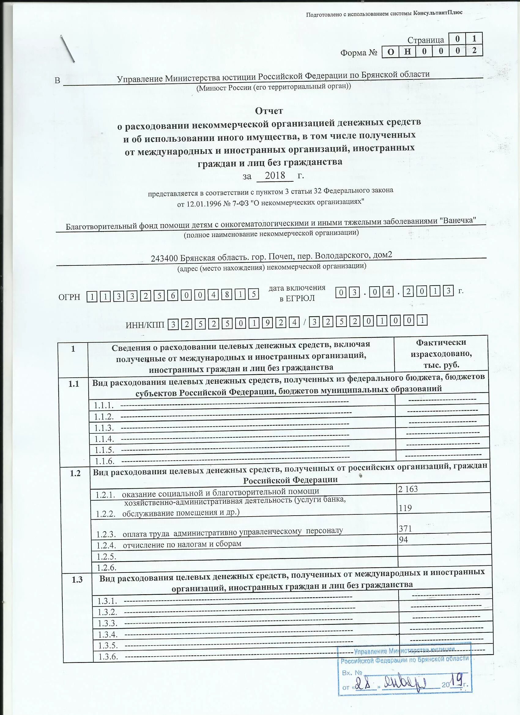 Отчет в Минюст некоммерческих организаций. Отчет о благотворительной деятельности в Минюст образец. Образец отчета в Минюст благотворительного фонда. Вид расходования целевых денежных средств.