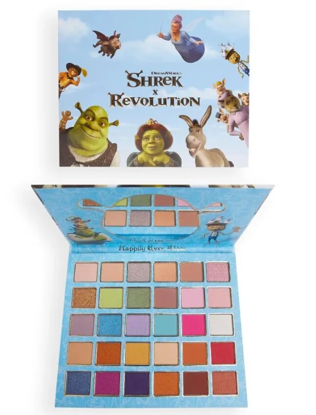Адвент календарь makeup revolution shrek. Палетка теней шрек. революшен шрек. коллаборация шрек revolution. makeup revolution shrek.