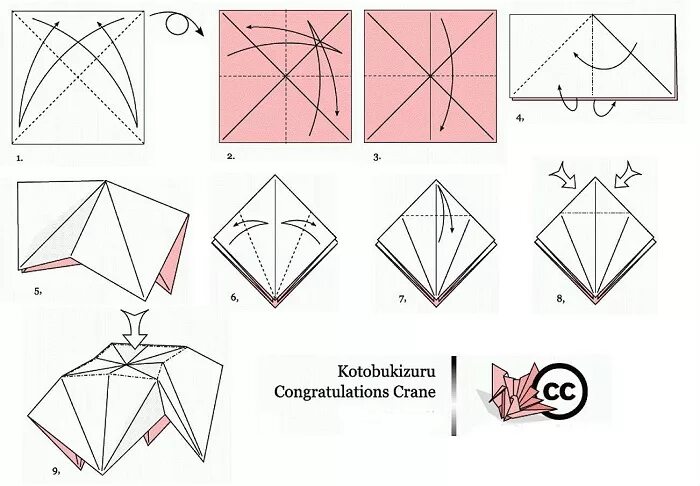 Оригами из бумаги схемы журавль. Схема сложения журавлика. Схема оригами Журавлик из бумаги. Оригами журавль схема.