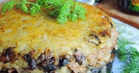 Постная картошка с грибами в духовке