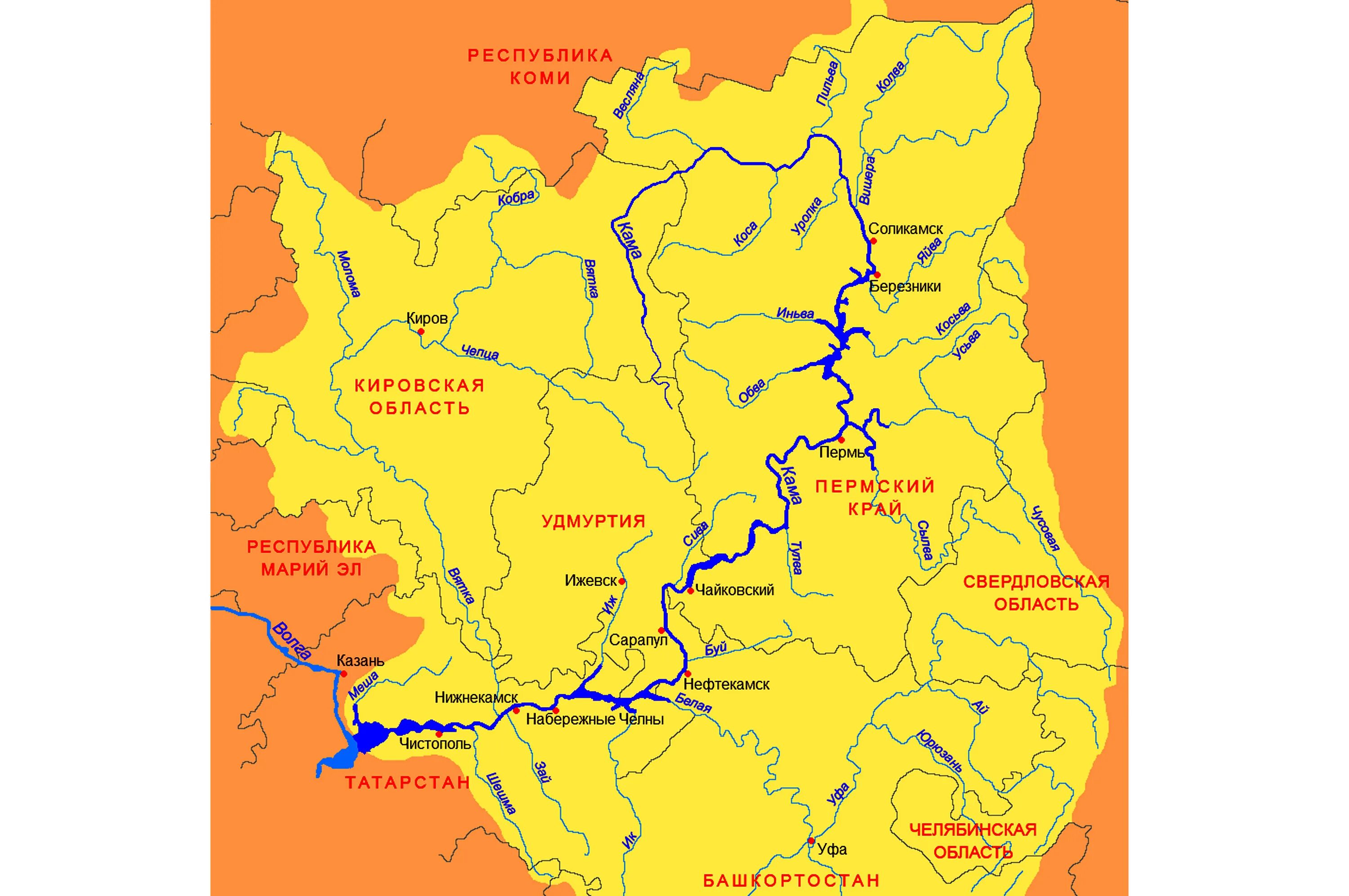 Река Кама на карте Пермского края с притоками. Бассейн реки Чусовая. Карта Урала России река Чусовая. Исток Чусовой реки на карте. Река кама является притоком реки