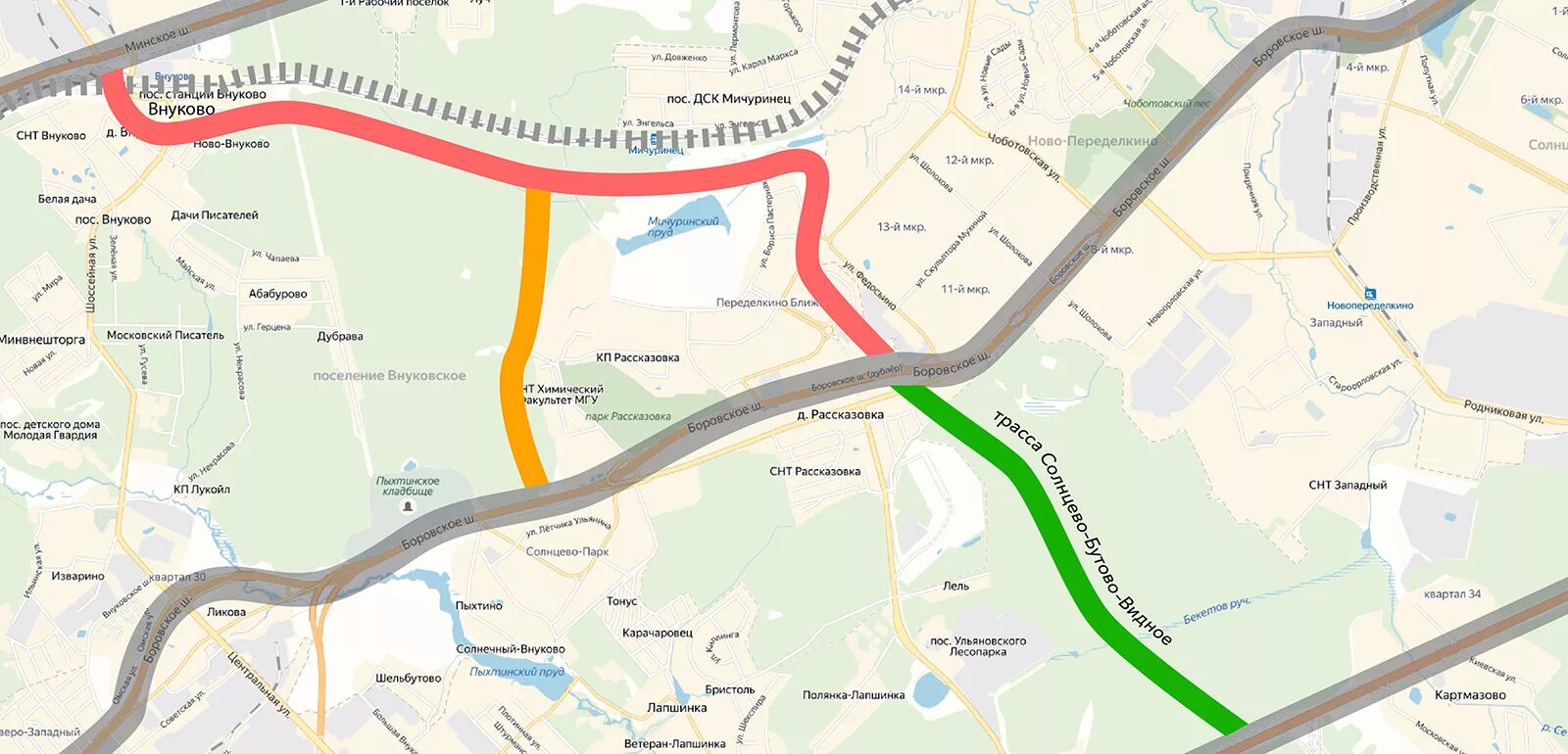 Карта новое шоссе. Новая дорога дублер Боровское шоссе. Дорога Внуково Переделкино. Переделкино Ближнее дублер Боровского шоссе. Новая дорога в Солнцево дублер Боровского шоссе.