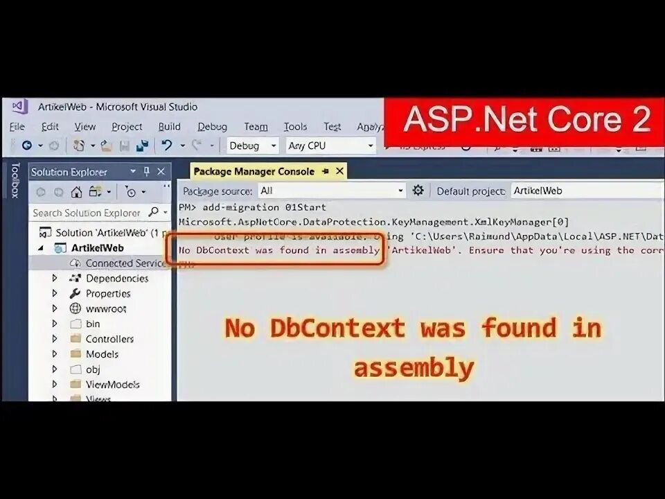 Unable to create a dbcontext of type. Dbcontext.