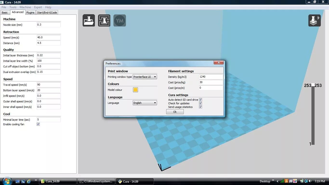 Параметры cura. Cura интерфейс. cura слайсер. программа cura. cura 3.6.0.