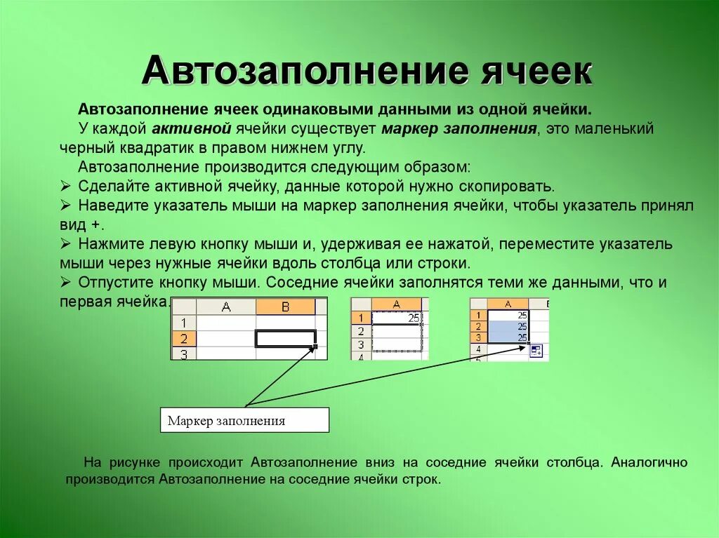 Как можно определить ячейку. Автозаполнение ячеек в excel. Автоматическое заполнение ячеек в excel. Эксель автозаполнение ячеек. В экселе автозаполнение ячеек.