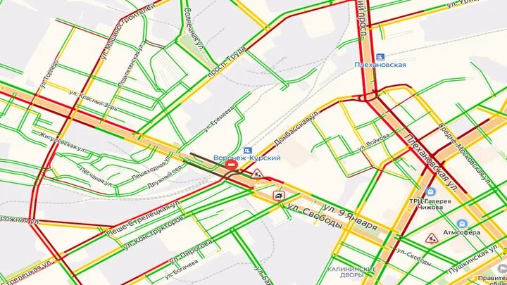 Маршрут 9 января. Виадук Воронеж карта. Перекресток 9 января и Машиностроителей. 9 Января карта. Карта движения под виадуком на Мещере.