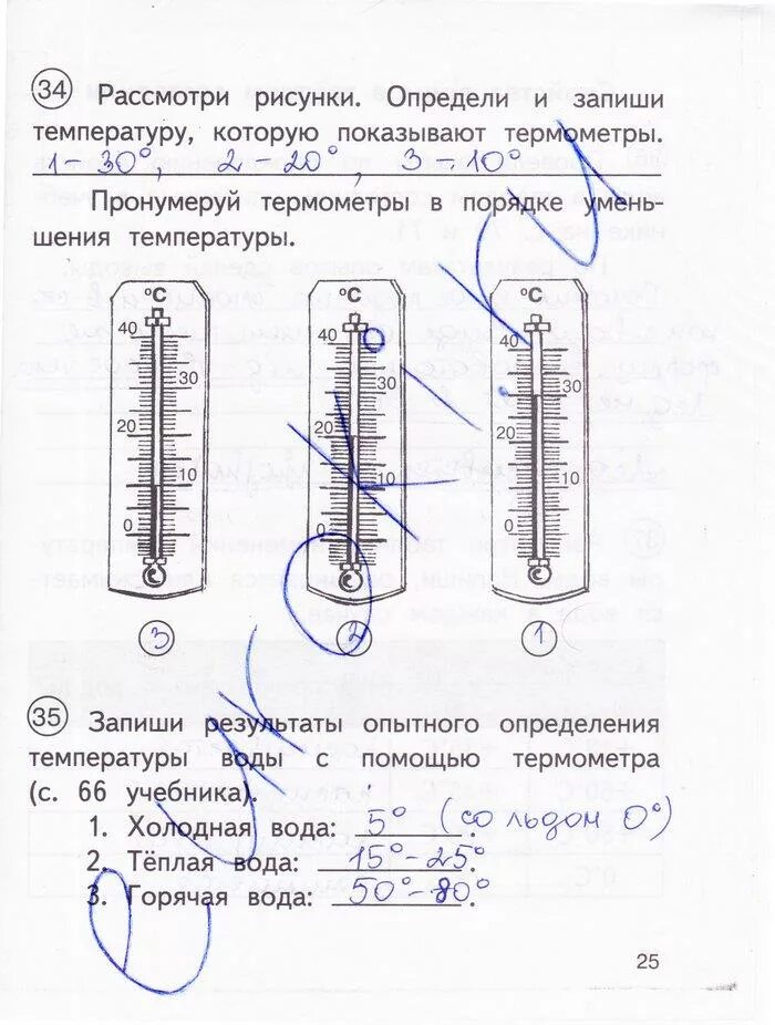 Запиши температуру которую показывают термометры. Практическая работа Учимся измерять температуру. Запишите Результаты опытного определения температуры. Окружающий мир 3 класс рабочая тетрадь 1 часть стр 25 Федотова гдз.