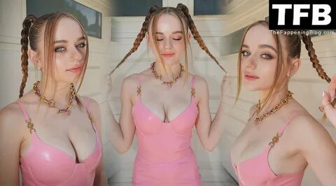 Joey King Sports a Very Sexy Pink Versace Dress and Twin Tail Braids for th...