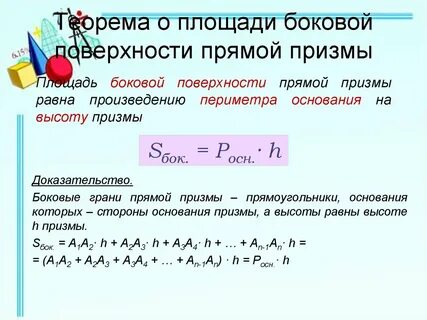 Площадь боковой поверхности наклонной