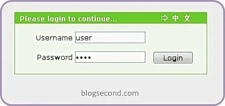 Default user password. Password need.