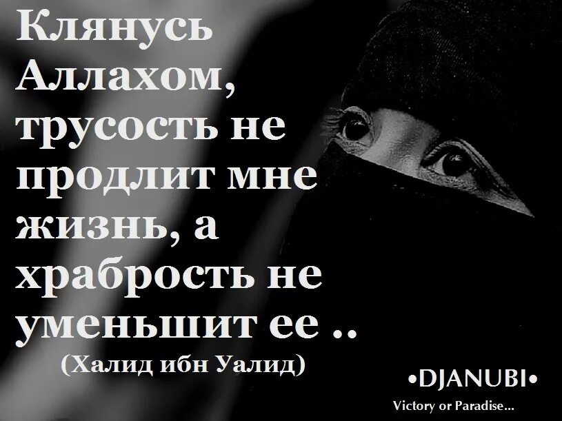 Клянусь Аллахом трусость не. Трусость не продлит мне жизнь а храбрость не уменьшит ее. Клянусь Аллахом. Клянусь Аллахом трусость не продлит мне.