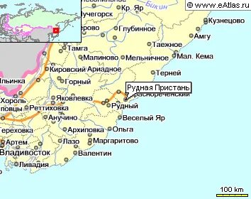 Дальнегорск на карте