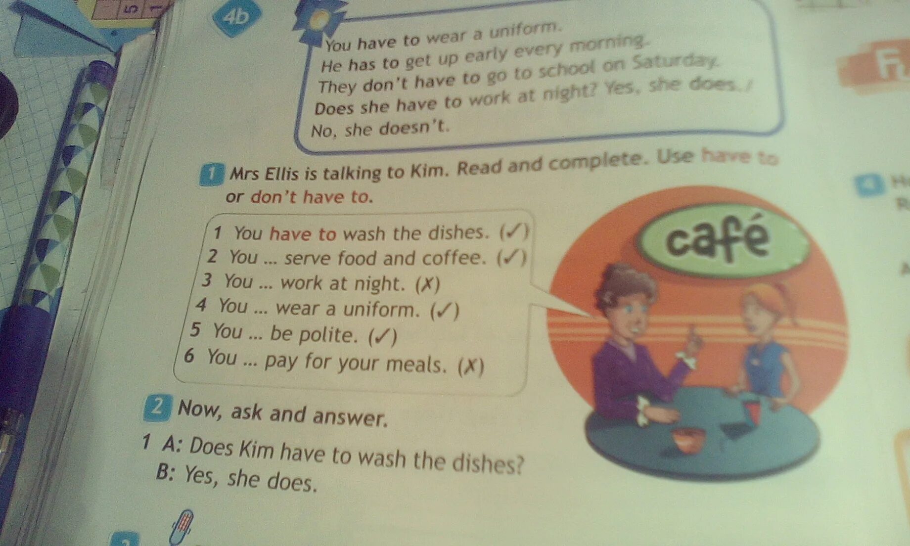 She doesn t the answer. Read and complete use was or were 4 класс. Read and complete перевод. Mrs Ellis is talking to Kim.read and complete use have to or don't have to перевод на русский. Read and complete use was or were перевод.