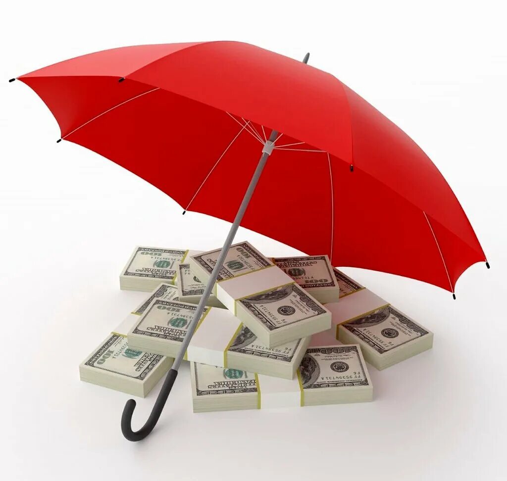 Страхование. Зонтик с деньгами. Деньги под зонтом. Страхование жизни.
