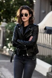 Black leather jacket outfit womens