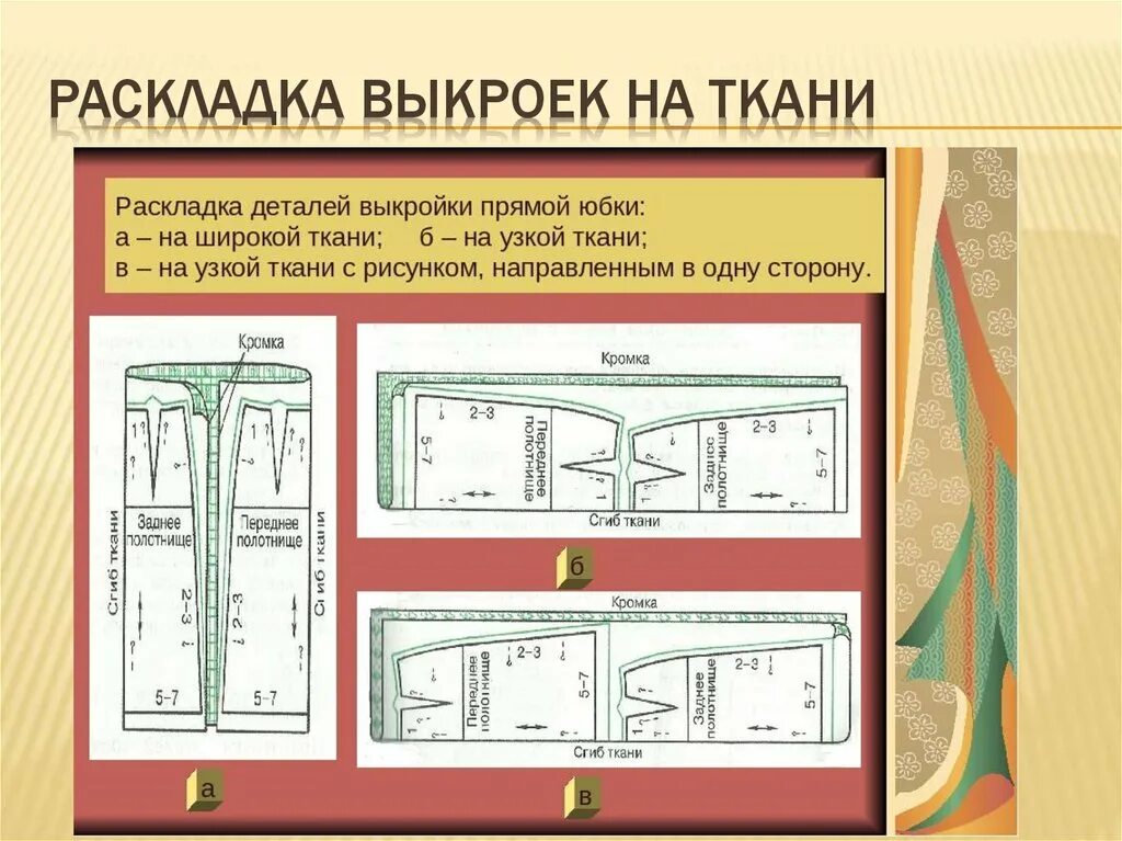 Какие особенности необходимо учитывать при раскладке выкройки на тканях с крупны